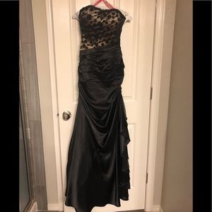 Long floor length strapless ball gown, size 0